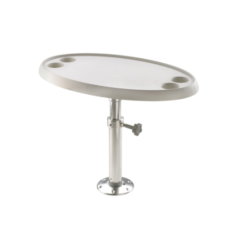 Vetus Ovalt bord, 76 x 45 cm, med justerbar og aftagelig piedestal og bundplade, højde 68 cm - PTT5070