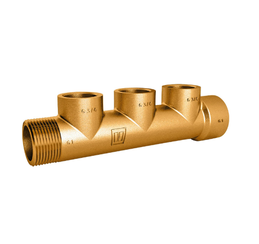 Vetus Manifold, bronze, med 1 x G 1 gevind ind / udv, og 2 x G 3/4 gevind ind - MAN2G3/4