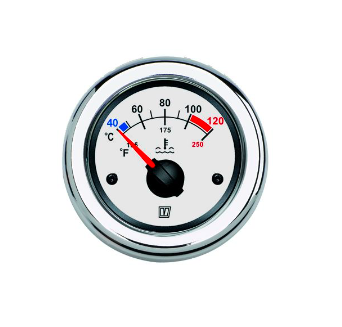 Vetus Temperaturmåler vand 12/24 Volt (40-120c), Hvid, udskæringsmål 52 mm. u/sensor - TEMPW