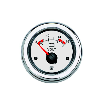 Vetus Voltmeter, hvide, 12 V (10-16V), cut-out størrelse Ø 52 mm - VLT12W