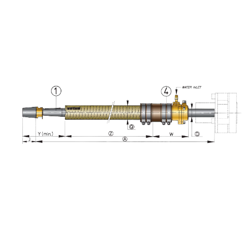 Vetus Glasfiberstævnrør med gummileje Ø25 mm, L = 500 mm - BG25/0500