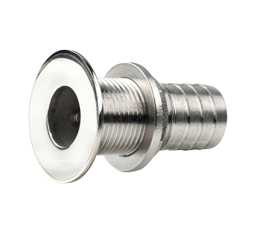 Vetus Skrog-gennemføring, rustfrit stål, flush flange, poleret finish, G1 1/2 '', med slangetilslutning Ø 43 mm - QG05MH-43