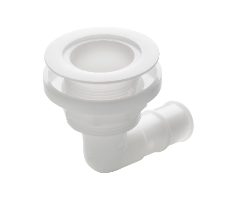 Vetus Skrog-gennomføring, 90 graders vinkel med lav flange, Delrin for slangenØ 28 mm (1 1/8 ") - THRH28BL