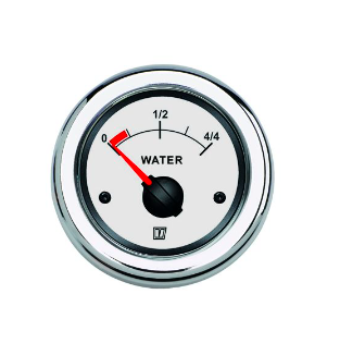 Vetus Tankmåler vand 12/24 Volt, Hvid, udskæringsmål 52 mm. u/sensor - WATERW
