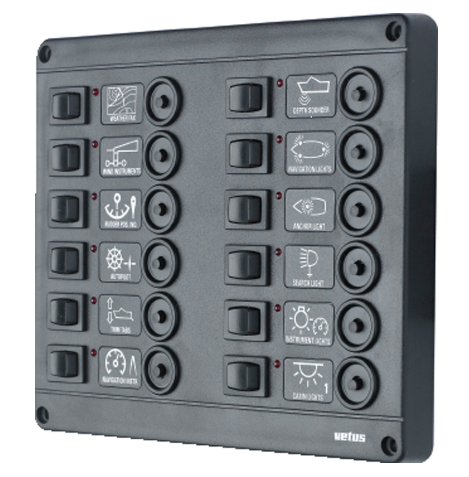 Vetus Panel type P12 m / 12 sikringer 12/24 Volt - P12F12