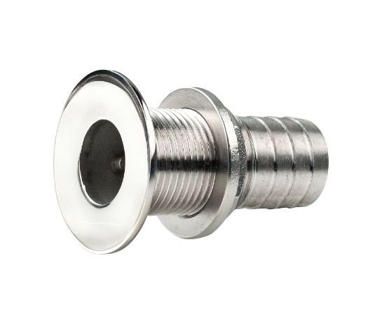 Vetus Thru-Hull, rustfrit stål, flush flange, poleret finish, G1 1/4 '', med slangetilslutningØ 38 mm - QG05MG-38