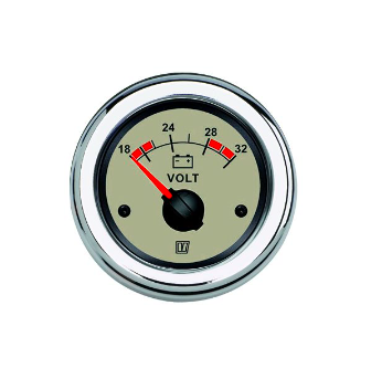 Vetus Voltmeter, creme, 24 V (20-32V), cut-out størrelse Ø 52 mm - VLT24N