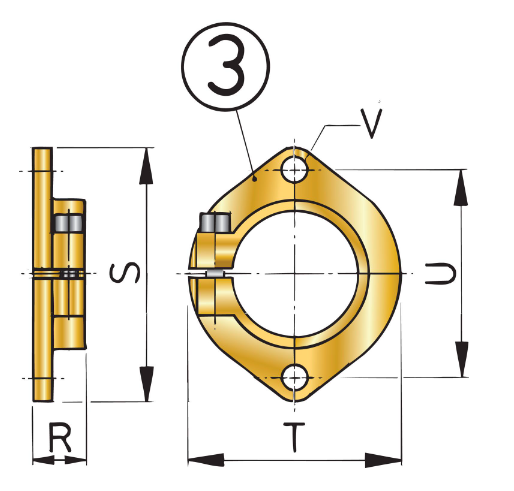 Vetus Monteringsflange for bronzestævnrør Ø 45 mm - FLK45