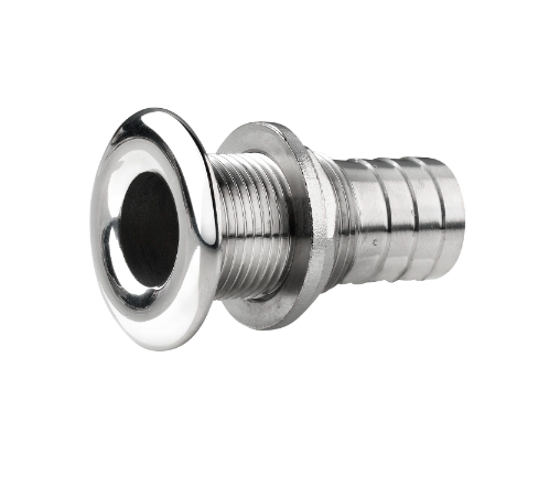 Vetus Skrog-gennemføring, rustfrit stål, afrundede flange, poleret finish, G1 / 2 '', med slangetilslutning Ø 18 mm - QF05MD-18