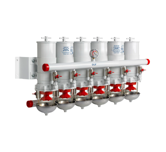 Vetus Vandudskiller / brændstof filter CE / ABYC, 4 på række, 30 micron, max. 36 l / min. (2160 l / h) - 83100VTE