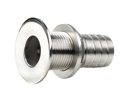 Vetus Skrog-gennemføring, rustfrit stål, flush flange, poleret finish, G3 / 8 '', med slangetilslutning Ø 15 mm - QG05MC-15