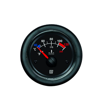 Vetus Temperaturmåler vand 12/24 Volt (40-120c), sort, udskæringsmål 52 mm. u/sensor - TEMPB