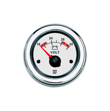 Vetus Voltmeter, hvide, 24 V (20-32V), cut-out størrelse Ø 52 mm - VLT24W