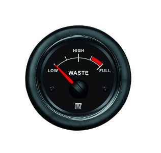 Vetus Tankmåler spildevand 12/24 Volt, sort, udskæringsmål 52 mm. u/sensor - WASTB