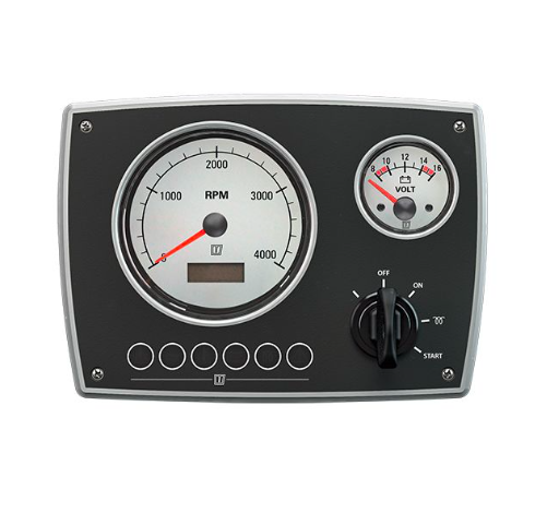 Vetus Motorpanel af aluminium type MPA22, 12V, 2 hvide instrumenter (0-5000 o / min) - MPA22KBW25