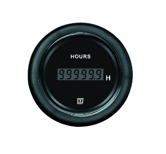 Vetus Timetæller 12/24 Volt, sort, udskæringsmål 52 mm  - HOURCB