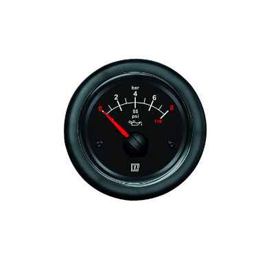 Vetus Olietryk instrument, 12/24 Volt, (0-8 kg/cm2), sort udtskæringsmål 52 mm. u/sensor  - OILB