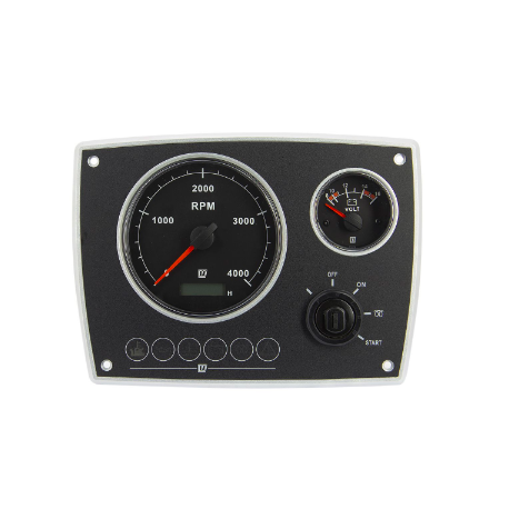 Vetus Aluminium motor panel typen MPA22, 12V, 2 sorte instrumenter (0-4000 rpm) - MPA22KBS2