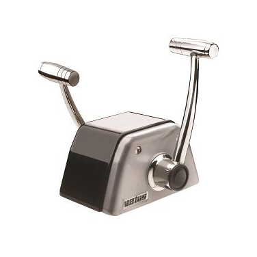 Vetus Dobbelt håndtag fjernbetjening, top montering, sort / grå aluminiums hus og rustfrit stål greb og betjeningsknapper - RCTOPTBG