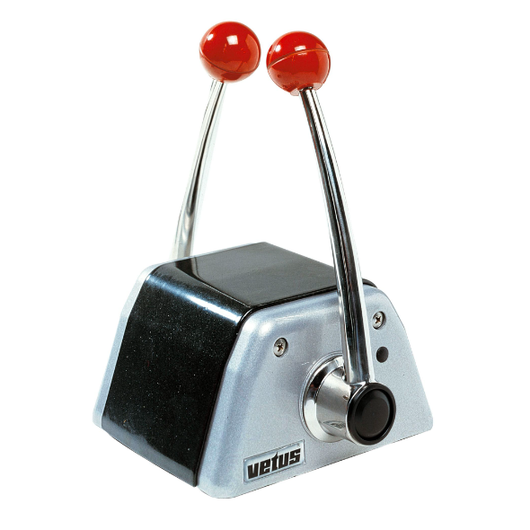 Vetus Dobbelt håndtag fjernbetjening, top montering, sort / grå aluminiums hus og rustfrit stål håndtag - RCTOPTB