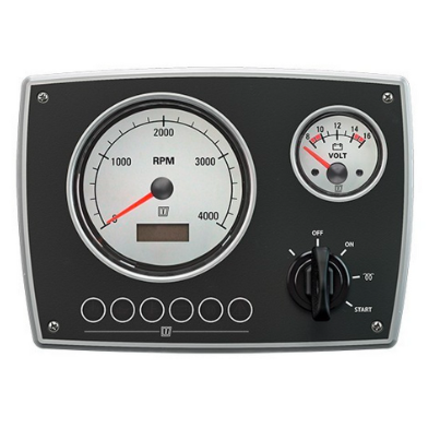 Vetus Aluminium motor panel typen MPA22, 12V, 2 hvide instrumenter (0-4000 rpm) - MPA22KBW2